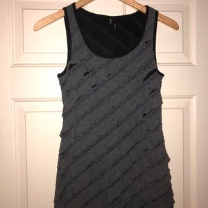 Black & Grey Tank Top with Ruffles - Size Small